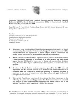 1483 Asian Handball Federation (AHF), Kazakhstan Handball Federation (Kzhf), Kuwait Handball Association (KHA) V