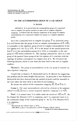 On the Automorphism Group of a Lie Group