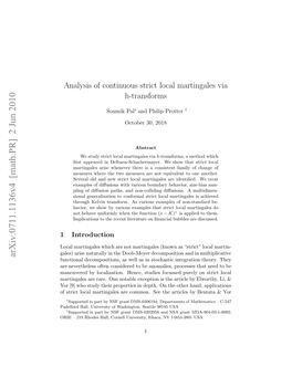 Analysis of Continuous Strict Local Martingales Via H-Transforms