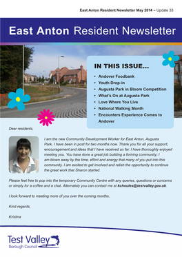 East Anton Resident Newsletter May 2014 – Update 33