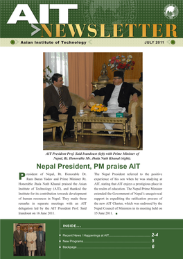 Nepal President, PM Praise AIT Resident of Nepal, Rt