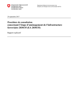 Procédure De Consultation Concernant L'étape D'aménagement De L'infrastructure Ferroviaire 2030/35