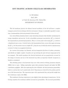 Ion Traffic Across Cellular Membranes