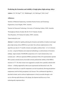 Predicting the Formation and Stability of Single Phase High-Entropy Alloys