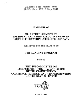 1992 Earth Observation Satellite Company (EOSAT) Landsat