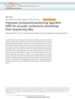 Improved Nucleosome-Positioning Algorithm Inps for Accurate Nucleosome Positioning from Sequencing Data