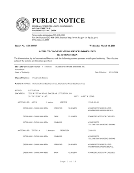 PUBLIC NOTICE FEDERAL COMMUNICATIONS COMMISSION 445 12Th STREET S.W