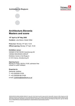 Architecture.Slovenia – Masters and Scene