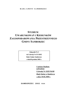 Studium Uwarunkowań I Kierunków Zagospodarowania Przestrzennego Gminy Samborzec