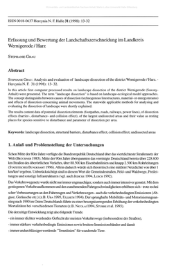 Erfassung Und Bewertung Der Landschaftszerschneidung Im Landkreis Wernigerode I Harz