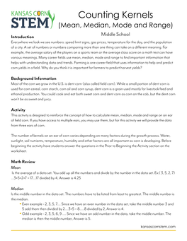 Counting Kernels (Mean, Median, Mode and Range)