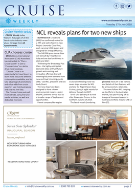 NCL Reveals Plans for Two New Ships