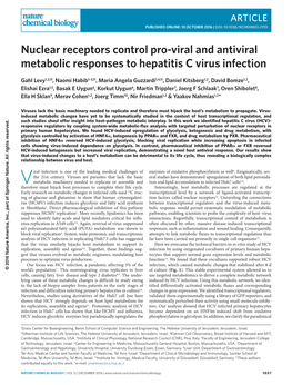 Nuclear Receptors Control Pro-Viral and Antiviral Metabolic Responses to Hepatitis C Virus Infection