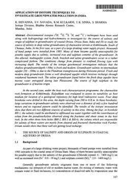 Application of Isotope Techniques to Xa9848334 Investigate Groundwater Pollution in India