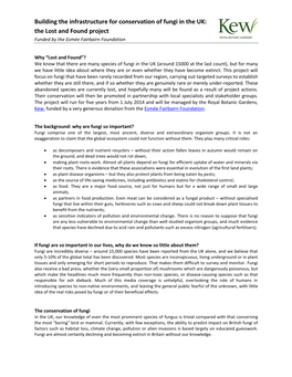 Building the Infrastructure for Conservation of Fungi in the UK: the Lost and Found Project Funded by the Esmée Fairbairn Foundation