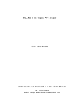 The Affect of Painting As a Physical Space