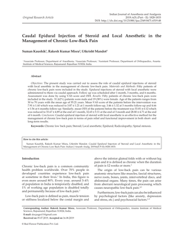 Caudal Epidural Injection of Steroid and Local Anesthetic in the Management of Chronic Low-Back Pain