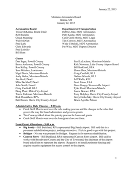 2015-01-22 Aeronautics Board Meeting Minutes