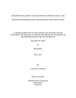 Freedom of Religion and the Indian Supreme Court: The