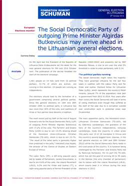 GENERAL ELECTION in LITHUANIA 9Th October 2016