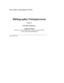 Bibliographia Trichopterorum