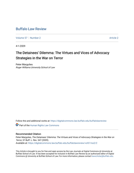 The Detainees' Dilemma: the Virtues and Vices of Advocacy Strategies in the War on Terror