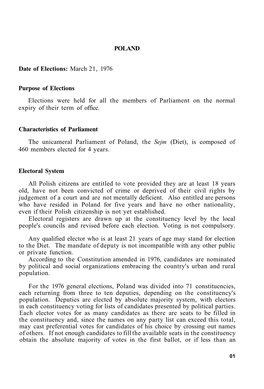 POLAND Date of Elections: March 21, 1976 Purpose of Elections