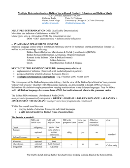 SLS Handout MD in Balkan Sprachbund Context