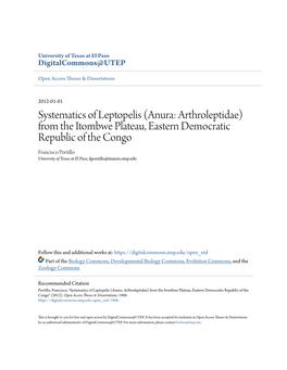 Systematics of Leptopelis (Anura: Arthroleptidae) from the Itombwe