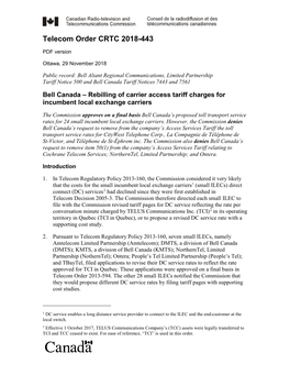 Telecom Order CRTC 2018-443