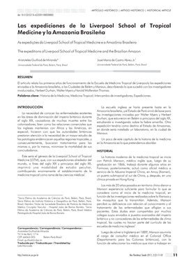 Las Expediciones De La Liverpool School of Tropical Medicine Y La Amazonía Brasileña