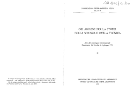 Gli Archivi Per La Storia Della