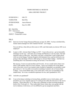 OH-275 NARRATOR: Bob Ellis INTERVIEWER: Aaron Monson DATE: June 24, 2008