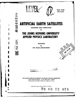 Artificial Earth Satellites Designed and Fabricated by the Johns Hopkins University Applied Physics Laboratory