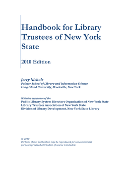 Handbook for Library Trustees of New York State