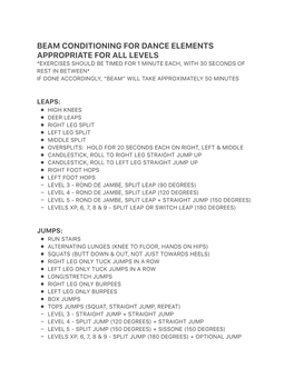 Beam Conditioning for Dance Elements