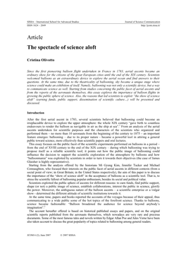 Article the Spectacle of Science Aloft