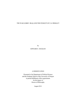 The War Lobby: Iraq and the Pursuit of U.S