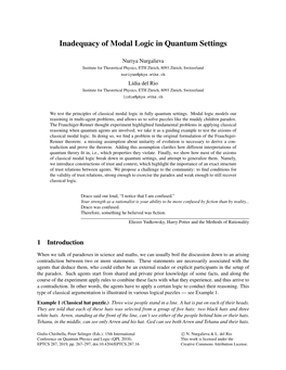 Inadequacy of Modal Logic in Quantum Settings