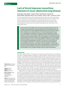 Lack of Kcnn4 Improves Mucociliary Clearance in Muco-Obstructive Lung Disease