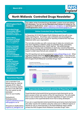 North Midlands Controlled Drugs Newsletter