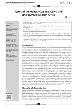 Status of the Genera Colpoon, Osyris and Rhoiacarpos in South Africa