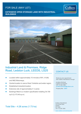 Industrial Land & Premises, Ridge Road, Ledston Luck, LEEDS, LS25