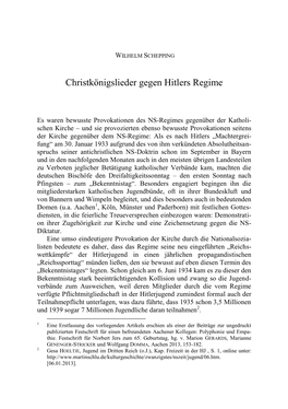 Christkönigslieder Gegen Hitlers Regime