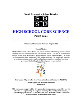 High School Core Science