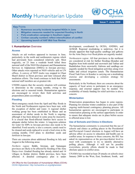 UNAMA Civil Military Weekly Report