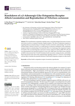 Adrenergic-Like Octopamine Receptor Affects Locomotion and Reproduction of Tribolium Castaneum