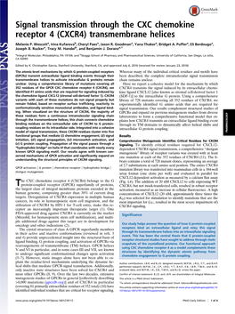 Signal Transmission Through the CXC Chemokine Receptor 4 (CXCR4) Transmembrane Helices