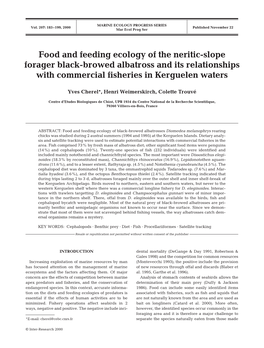 Food and Feeding Ecology of the Neritic-Slope Forager Black-Browed Albatross and Its Relationships with Commercial Fisheries in Kerguelen Waters