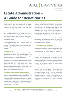 Estate Administration – a Guide for Beneficiaries